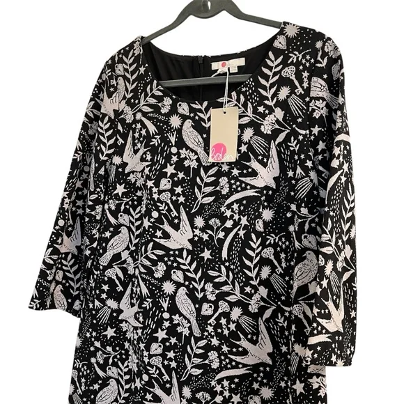 Boden Womens Size US 14 Winifred Dress Black Mystic Woodland Jacquard Bird Print - Picture 3 of 8